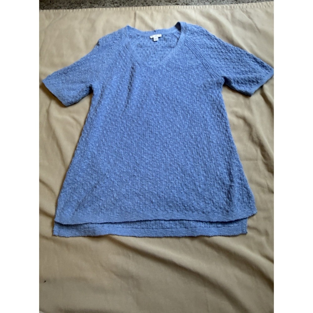 J.jill Women's Dimensional Elbow Sweater Sz M  Blue Beach Coastal Cottage